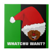 Vertel de zwarte Kerstman wat je voor Kerstmis wil Tegeltje (Voorkant)