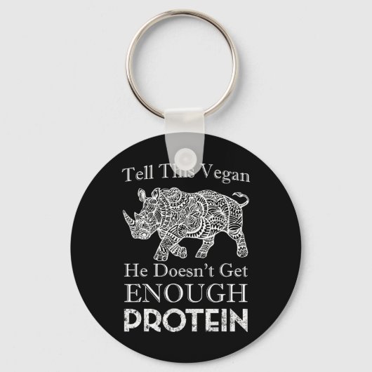 Vertel dit Vegan Genoeg Eiwitten Vegan Bodybuildin Sleutelhanger (Voorkant)