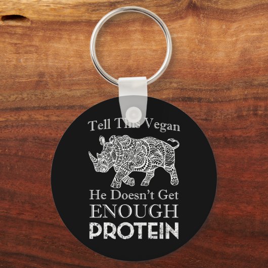 Vertel dit Vegan Genoeg Eiwitten Vegan Bodybuildin Sleutelhanger (Voorkant)