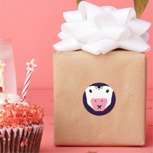 Vertel geen geheime Cute Kawaii Koe Ronde Sticker (Feest)