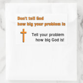Vertel God niet hoe groot je probleem is Rechthoekige Sticker (Tas)