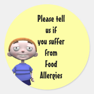 Vertel het ons als u lijdt aan voedselallergieën ronde sticker