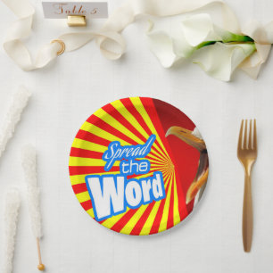 Vertel het verder papieren bordje