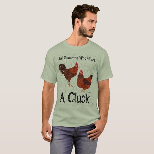Vertel iemand die een klok geeft - kippen t-shirt (Voorkant volledig)