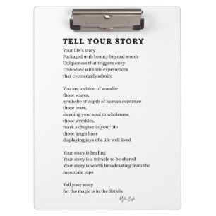 Vertel je verhaal Moed gedicht poster muurkunst Klembord