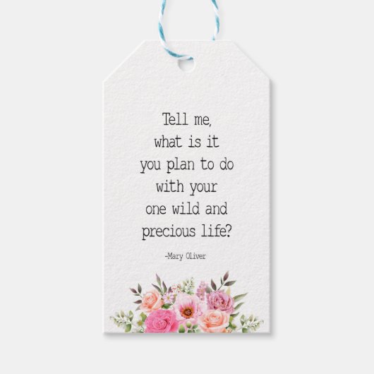 Vertel me wat je van plan bent, Mary Oliver Quote Cadeaulabel (Voorkant)