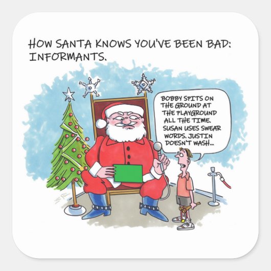 Vertel Santa grote vierkante stickers (Voorkant)
