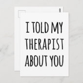 Vertelde mijn Therapist Funny Quote Briefkaart (Voorkant / Achterkant)