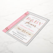 Verteller: Verbaasbaar babymeisje Roze Rose Folie Uitnodiging (Gedraaid)