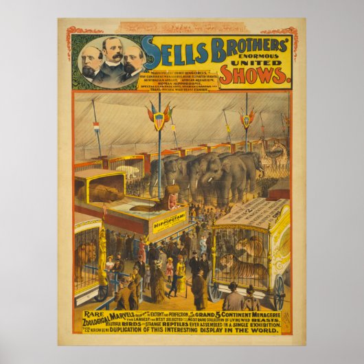 Vertelt Brothers Zoological Marvels Circus Poster (Voorkant)