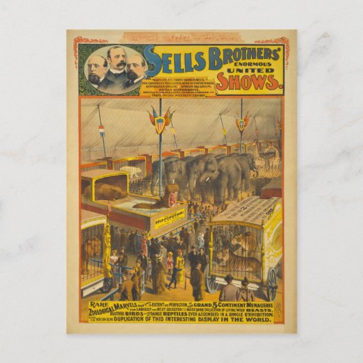 Vertelt Brothers Zoological Marvels Circus Poster Briefkaart (Voorkant)