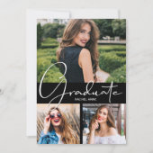Verticaal 3 foto zwart Afstuderen Aankondiging (Voorkant)