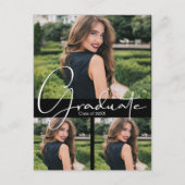Verticaal 4 Foto Black Graduparty Invitation Briefkaart (Voorkant)