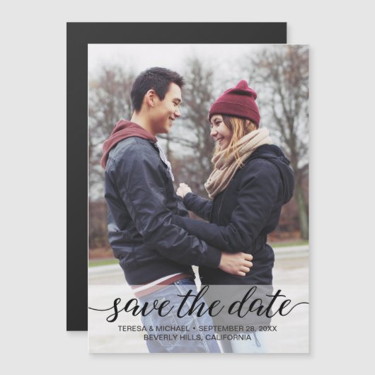 Verticaal Aangepast Foto Huwelijk Datum Bewaren (Voorkant / Achterkant)