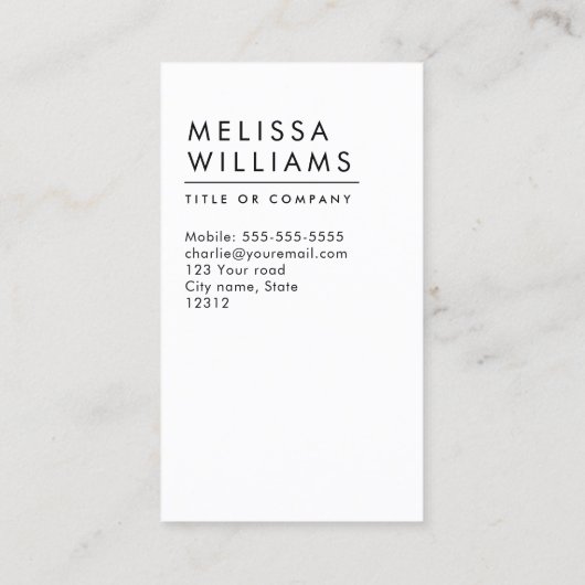 Verticaal aangepast logo modern minimalistisch visitekaartje (Achterkant)