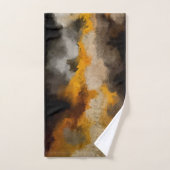 Verticaal, abstract, schilderen, ochre, zwart bad handdoek (Handdoek)