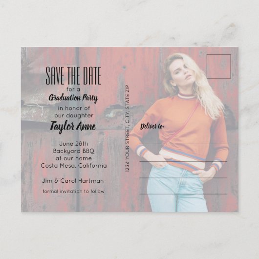 Verticaal Afstuderen Foto opslaan Datum Briefkaart (Achterkant)