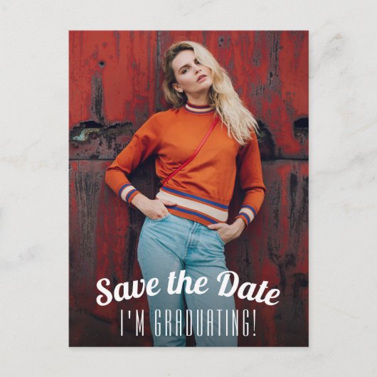 Verticaal Afstuderen Foto opslaan Datum Briefkaart (Voorkant)