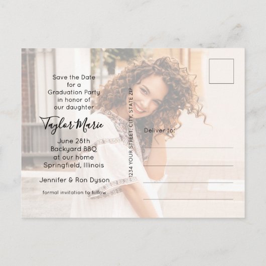 Verticaal Afstuderen Foto opslaan Datum Briefkaart (Achterkant)