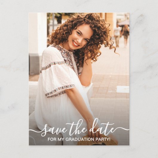 Verticaal Afstuderen Foto opslaan Datum Briefkaart (Voorkant)