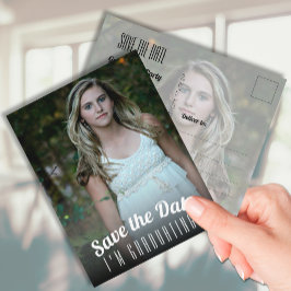 Verticaal Afstuderen Foto opslaan Datum Briefkaart