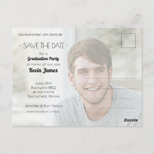 Verticaal Afstuderen Foto opslaan Datum Briefkaart (Achterkant)