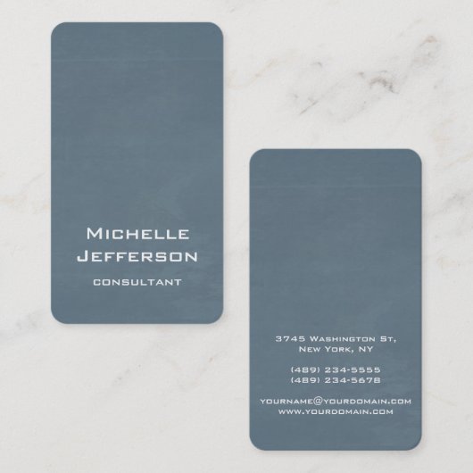 Verticaal artistiek blauw grijs kleurenstijlvol re visitekaartje (Voorkant / Achterkant)