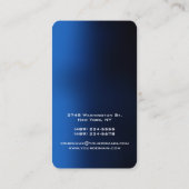 Verticaal artistiek blauw uniek ontwerp visitekaartje (Achterkant)
