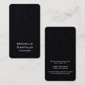 Verticaal artistiek hoogwaardig zwart uniek ontwer visitekaartje (Voorkant / Achterkant)