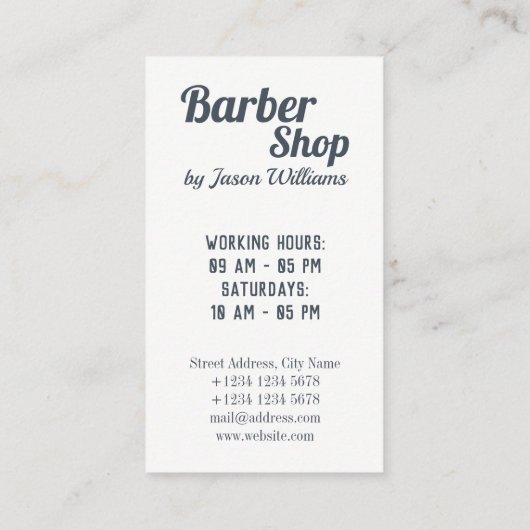 Verticaal barber- en haarzout visitekaartje (Achterkant)