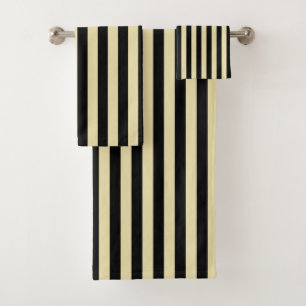 Verticaal beige en zwarte strepen bad handdoek