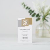 Verticaal beige zilver grijs wit Visitekaartje (Staand voorkant)