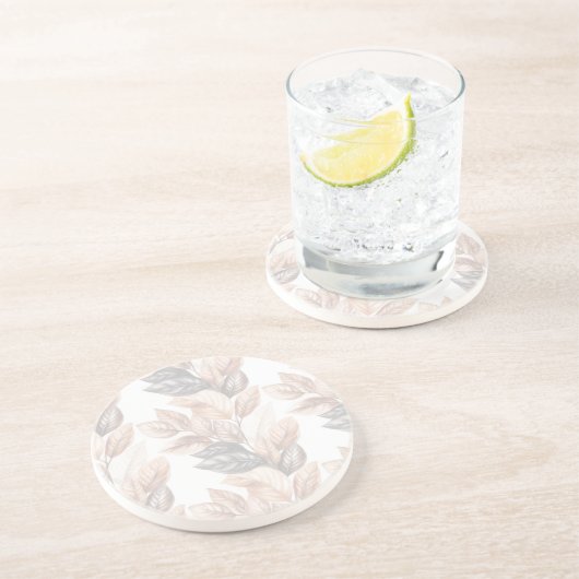 Verticaal bladontwerp in aardtonen zandsteen onderzetter (Zijkant)