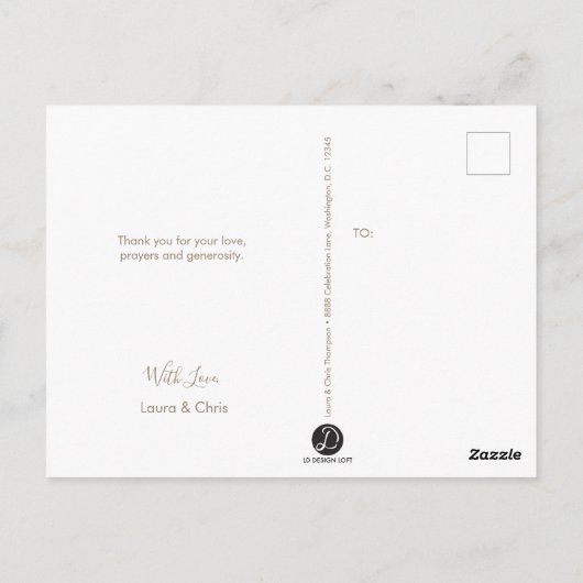 Verticaal Blauw Baby Boy Foto Doop Dank u Briefkaart (Achterkant)