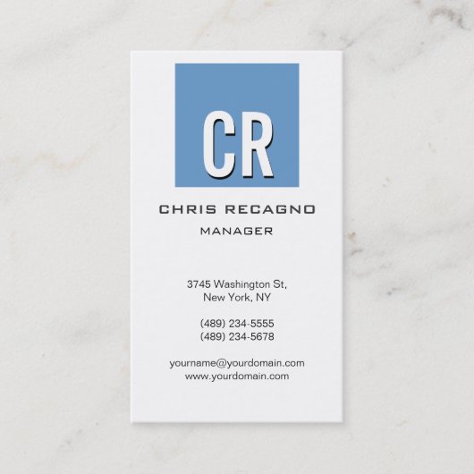 Verticaal blauw grijs wit achtergrond Visitekaartj Visitekaartje (Voorkant)