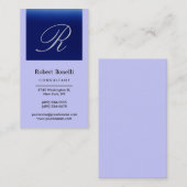 Verticaal blauw Monogram Consultant Visitekaartje (Voorkant / Achterkant)