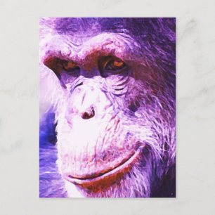 Verticaal blauw Tonen Chimpanzee Head Briefkaart