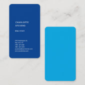 Verticaal Blauw Trendy Minimalistisch Elegant Eenv Visitekaartje (Voorkant / Achterkant)