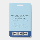 Verticaal blauw verloop foto-ID-badge Badge (Achterkant)