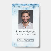 Verticaal blauw verloop foto-ID-badge Badge (Voorzijde)