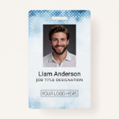 Verticaal blauw verloop foto-ID-badge Badge (Voorkant)