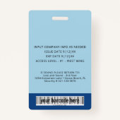 Verticaal blauw verloop foto-ID-badge Badge (Achterkant)