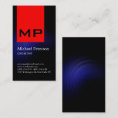 Verticaal blauw Visitekaartje met rode streep (Voorkant / Achterkant)