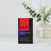 Verticaal blauw Visitekaartje met rode streep (Staand voorkant)