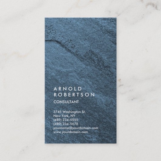 Verticaal blauw wandontwerp uniek visitekaartje (Voorkant)