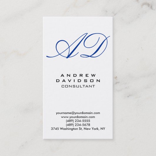 Verticaal blauw, wit Visitekaartje van het Manuscr (Voorkant)