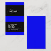 Verticaal blauw zwart gestreept rendement visitekaartje (Voorkant / Achterkant)