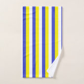 Verticaal blauwe, gele en witte strepen bad handdoek (Handdoek)