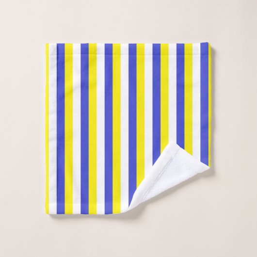 Verticaal blauwe, gele en witte strepen bad handdoek (Wasdoekje)