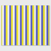 Verticaal blauwe, gele en witte strepen cadeaupapier (Vlak)